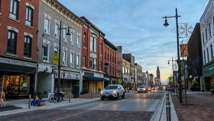 Historic storefronts along Front Street in downtown Belleville